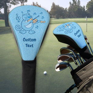 Couvre-club De Golf Chat bleu avec couverture de tête de golf violon