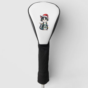 Couvre-club De Golf Chat de Noël Smoking chat noir Noël lumières minou