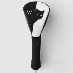 Couvre-club De Golf Chat noir à oeil blanc