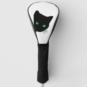 Couvre-club De Golf chat noir aux yeux verts