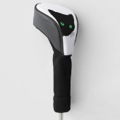 Couvre-club De Golf chat noir aux yeux verts (Incliné)