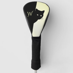 Couvre-club De Golf Chat noir jaune teint initial