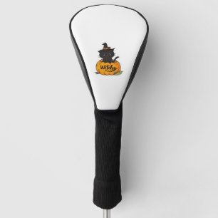 Couvre-club De Golf Chat noir mignon en citrouille avec casquette sorc