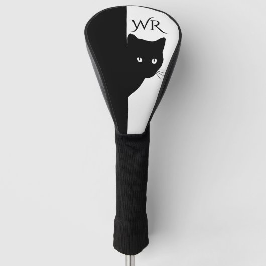 Couvre-club De Golf Chat noir simple initial (Devant)