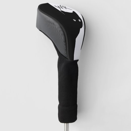 Couvre-club De Golf Chat noir simple initial (Incliné)