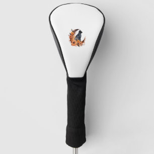 Couvre-club De Golf Chat Noir Sur Lune Florale Citrouille Chat Noir Ha