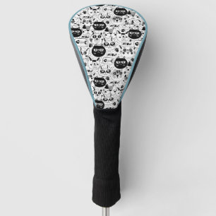 Couvre-club De Golf Chats blancs noirs face motif