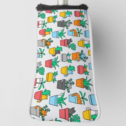 Couvre-club De Golf Chats dans les pots à fleurs (Tourné à 90°)