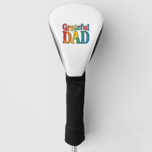 Couvre-club De Golf Chemise Grateful Dad Vintage Rainbow Typography_1