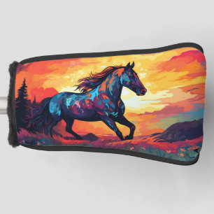 Couvre-club De Golf Cheval courant sur le champ Art abstrait Amoureux