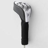Couvre-club De Golf Cheval noir sur Blanc initial (Incliné)