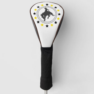 Couvre-club De Golf Cheval sauteur d'or noir