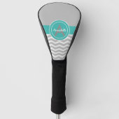 Couvre-club De Golf Chevron Turquoise gris (Devant)