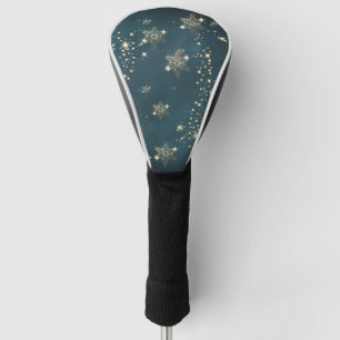 Couvre-club De Golf Chic Gold Snowflakes Green
