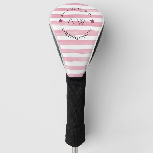 Couvre-club De Golf Chic mignon personnalisé monogramme rose (Devant)