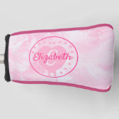 Couvre-club De Golf Chic rose blanc Aquarelle Nom Monogramme (Devant)