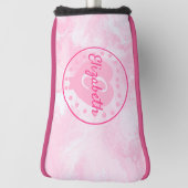 Couvre-club De Golf Chic rose blanc Aquarelle Nom Monogramme (Tourné à 90°)