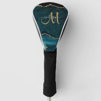 Couvre-club De Golf Chic Turquoise Gold Parties scintillant Agate Pers