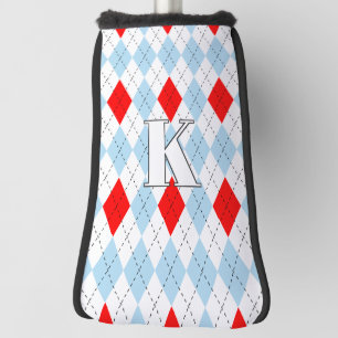 Couvre-club De Golf Chicago Blue & Red Jacquard Motif Moderne Monogram
