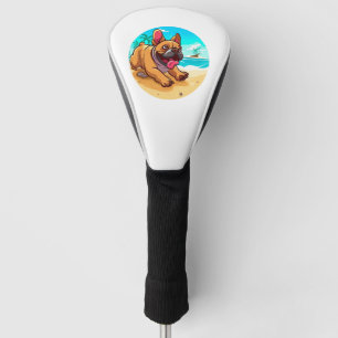 Couvre-club De Golf Chien de taureau français sur une plage