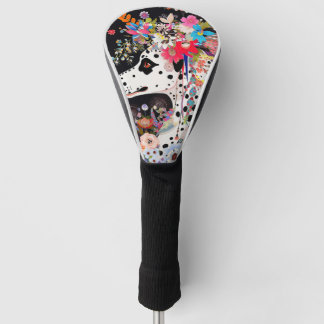 Couvre-club De Golf Chien et fleurs dalmate 002 - Bijou sur mesure