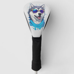 Couvre-club De Golf Chien Husky Portant du verre soleil dans la lueur