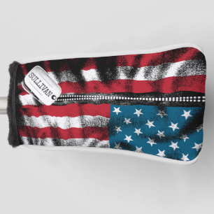Couvre-club De Golf Chien militaire personnalisé Tags USA Drapeau