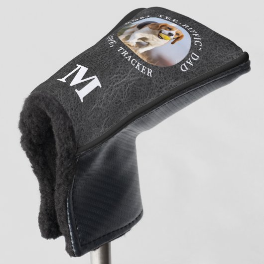Couvre-club De Golf Chien personnalisé DAD Pet photo Monogramme Cuir (Devant 3/4)