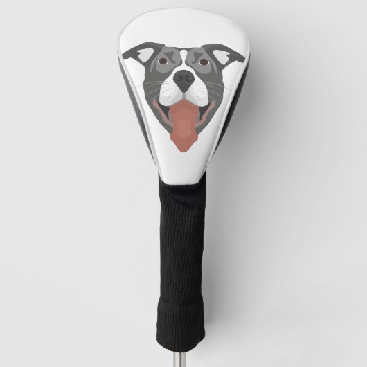 Couvre-club De Golf Chien Pitbull de sourire d'illustration (Devant)