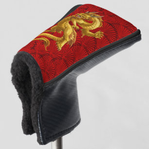 Couvre-club De Golf Chinois Lucky Gold Dragon Golf Putter Cover