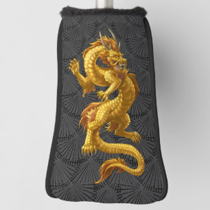 Couvre-club De Golf Chinois Lucky Gold Dragon Golf Putter Cover
