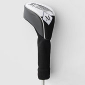 Couvre-club De Golf Chouette gris noir Nom Monogramme Tête de golf Cou (Incliné)