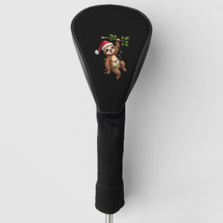 Couvre-club De Golf Christmas Lights Sloth Wearing Xmas Hat - Sloth Lo