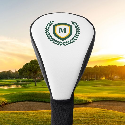 Couvre-club De Golf Cimier logo Monogramme Vert et Or