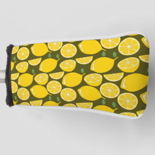 Couvre-club De Golf Citrons jaunes et motif vert olive : Citrus modern