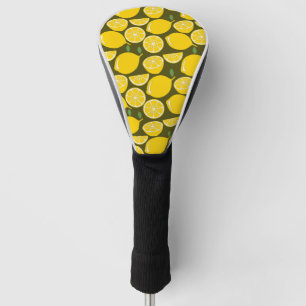 Couvre-club De Golf Citrons jaunes et motif vert olive : Citrus modern