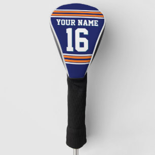 Couvre-club De Golf Citrouille bleu marine Orange White Sports Jersey