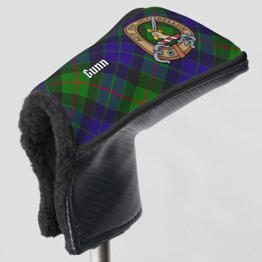 Couvre-club De Golf Clan Gunn Crest sur Tartan (Devant 3/4)