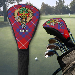 Couvre-club De Golf Clan Hamilton Crest sur Red Tartan