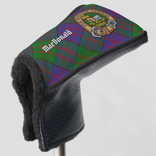 Couvre-club De Golf Clan MacDonald Crest sur Tartan (Devant 3/4)