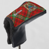 Couvre-club De Golf Clan Morrison Crest sur Red Tartan (Devant 3/4)