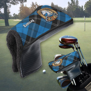 Couvre-club De Golf Clan Ramsay Crest sur Blue Hunter Tartan
