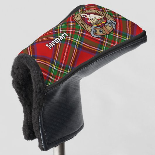 Couvre-club De Golf Clan Stewart Crest sur Royal Tartan (Devant 3/4)
