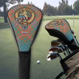 Couvre-club De Golf Clan Wilson Crest au-dessus de Tartan antique