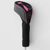 Couvre-club De Golf Classic Retro rose Kitty Chat Coeur Tail Monogramm (Incliné)