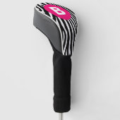 Couvre-club De Golf Classic Zebra Stripes Bright Pink Monogram (Incliné)