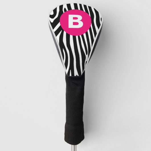 Couvre-club De Golf Classic Zebra Stripes Bright Pink Monogram (Devant)