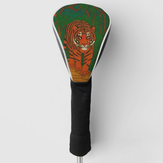 Couvre-club De Golf Cloisonne Art Tiger on the Jungle Path (Devant)
