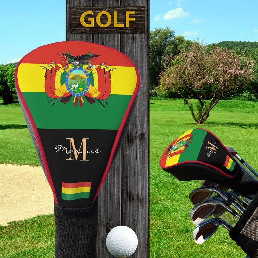 Couvre-club De Golf Clubs de golf Drapeau Monogramme & Bolivien Couvre