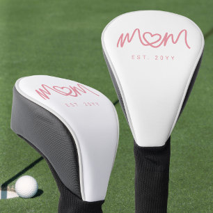 Couvre-club De Golf Cœur de Script Rose Simple Année de Fondation Mama